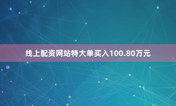 线上配资网站特大单买入100.80万元